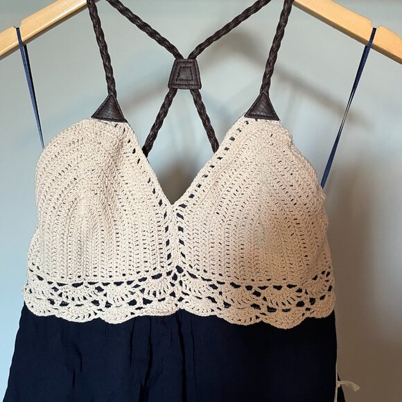 Navey blue and cream knit dress (M) NEW TAGS ON - Picture 2 of 4